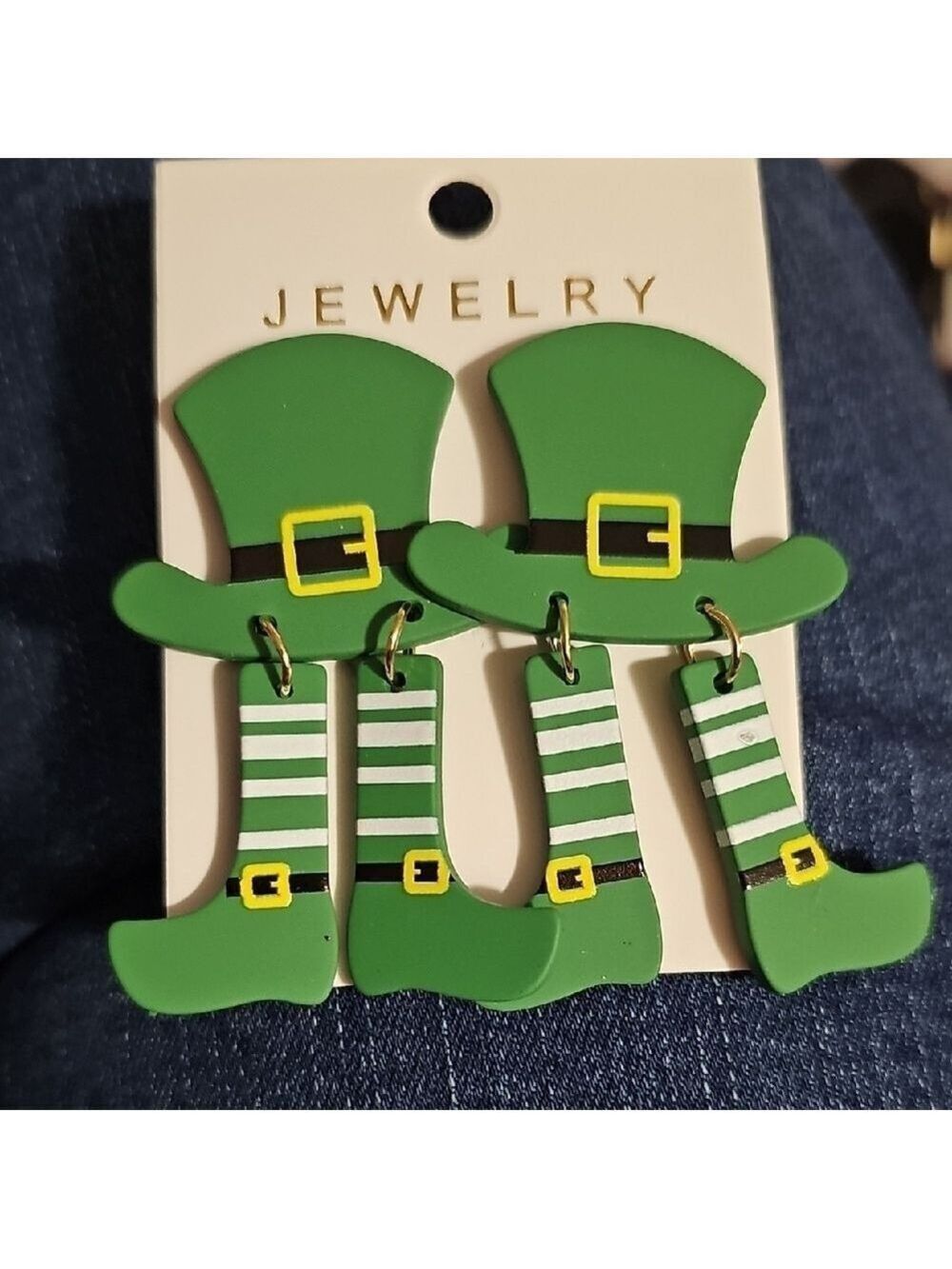 Festive Green Leprechaun Hat Earrings